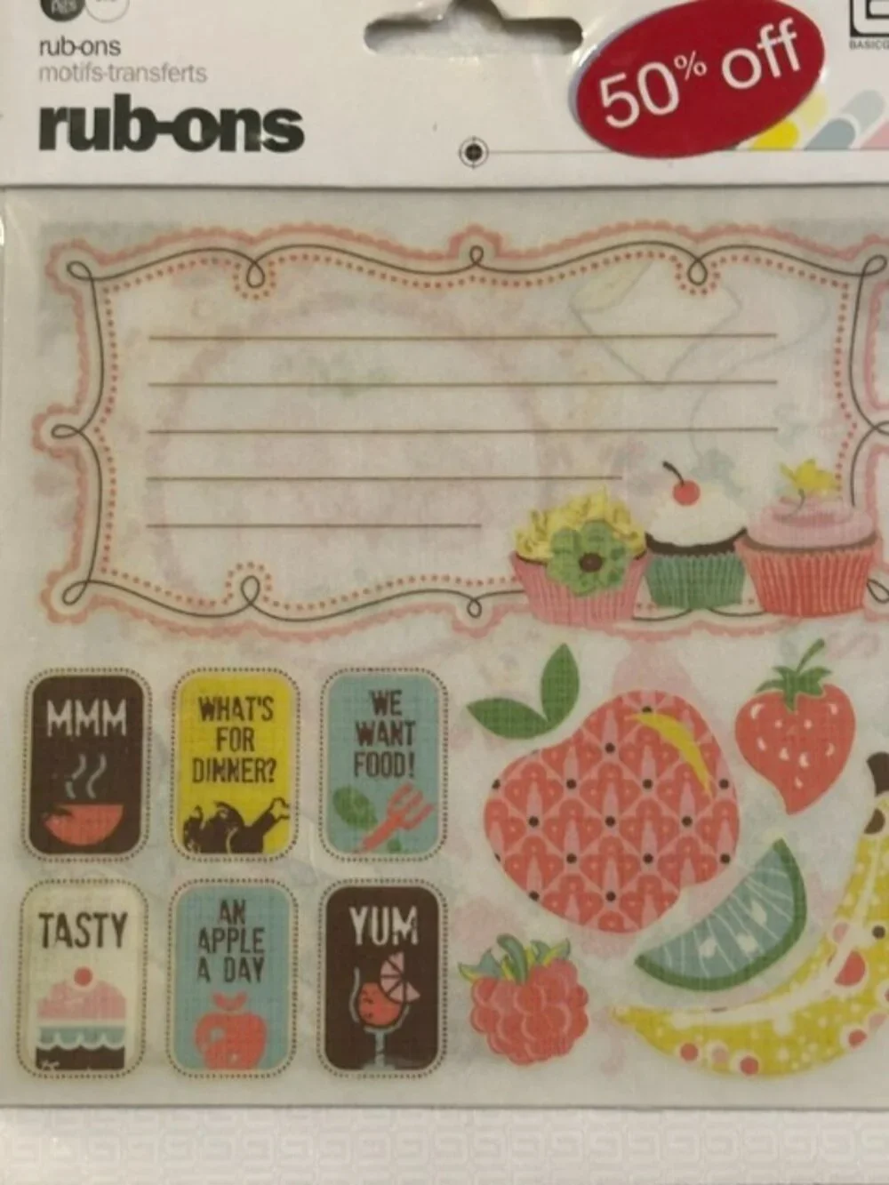 NEW Basic Grey Rub-Ons Baking & Kitchen Theme-5 pages